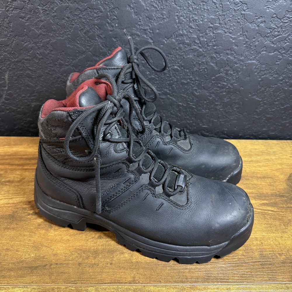 Wolverine Hellcat W04406 Black Leather Waterproof Work Boots Mens Size 9 EW